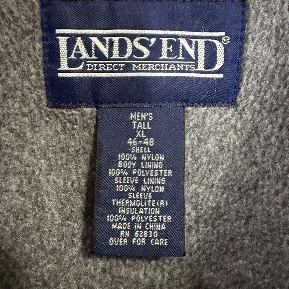 Lands' End Parka Coat Mens Tall XL 46-48 Navy Blue Full Zip Hooded Fleece Lined - Picture 3 of 16